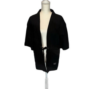 Popexer Asian Black Tie Fron Elbow Sleeve Top Size Medium Unisex